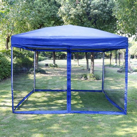 Outdoor Pop Up Canopy Screen Party Tent with Mesh Side Walls 10 x 10 ft ...