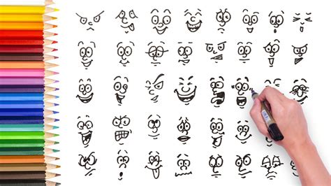 Learn how to draw cartoon faces - Simple drawing video tutorial ...