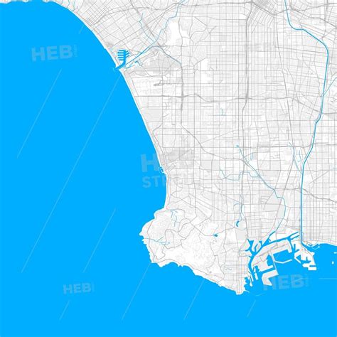 Rich detailed vector map of Redondo Beach, California, USA - HEBSTREITS ...