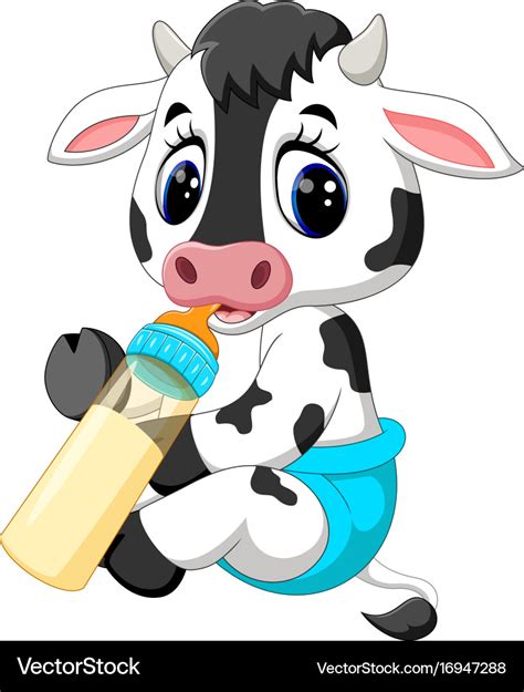 Cute baby cow cartoon Royalty Free Vector Image