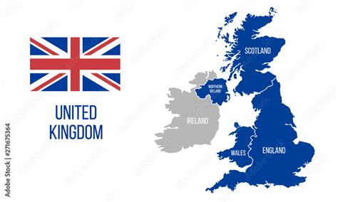 United Kingdom map. England, Scotland, Wales, Northern Ireland. Vector ...