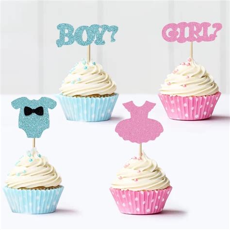 12pc Gender Reveal Cupcake Toppers