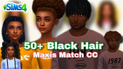 50+ Black Hair Maxis Match CC WITH LINKS | The Sims 4 - YouTube