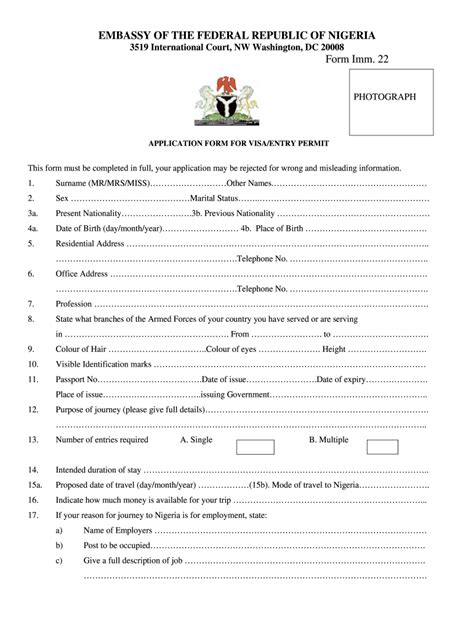 DC Embassy of Nigeria Form IMM. 22 - Fill and Sign Printable Template ...