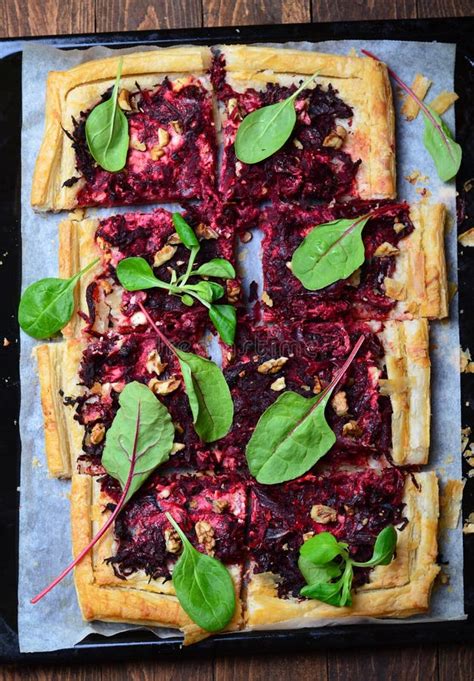 Beetroot Puff Pastry Tart stock photo. Image of recipe - 114725646