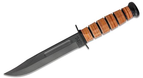 KA-BAR 1217 Full Size USMC Fighting Knife 7" Plain Blade, Leather ...