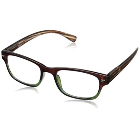 peepers aficionado rectangular reading glasses, brown & green, 2.5 ...