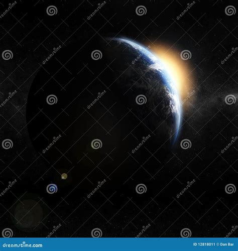 3d earth view from space stock illustration. Illustration of sunlight ...