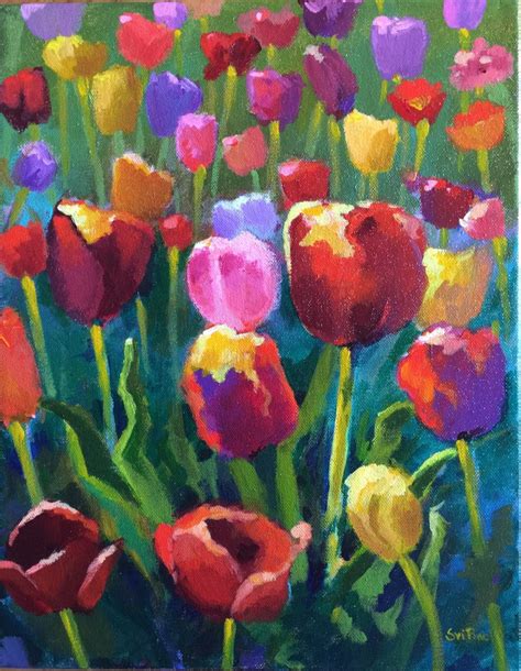 Tulip Garden (2015) Acrylic painting by Sri Rao | Artfinder