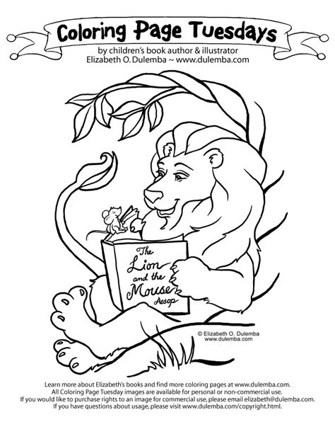 Coloring Page Tuesday - The Lion and the Mouse