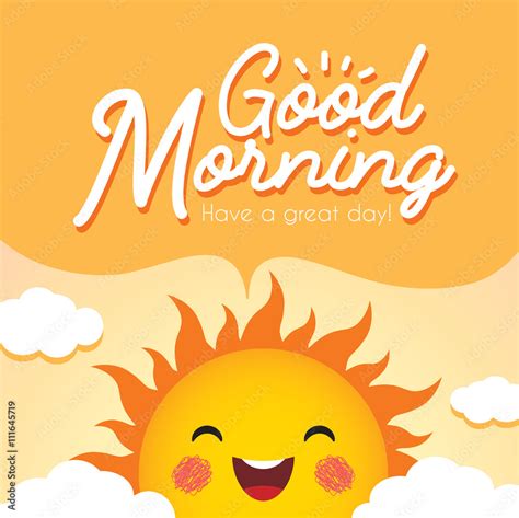 Good Morning. Morning vector illustration with cute smiling cartoon sun ...