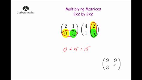 Multiplying Matrices 2x2 by 2x2 - Corbettmaths - YouTube