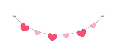 Valentine's Day pastel red hearts banner bunting vector illustration ...