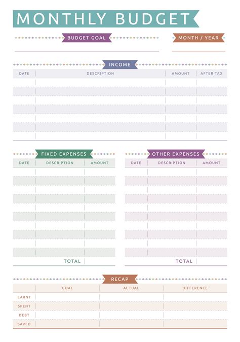 Monthly Budget Template | Free Letter Templates