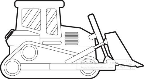 Transportation Outline Clipart-bulldozer large tractor printable black ...