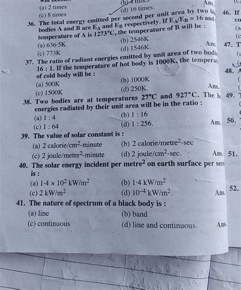 39. The value of solar constant is : | Filo