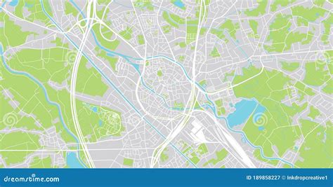 Urban Vector City Map of Mechelen, Belgium Stock Vector - Illustration ...