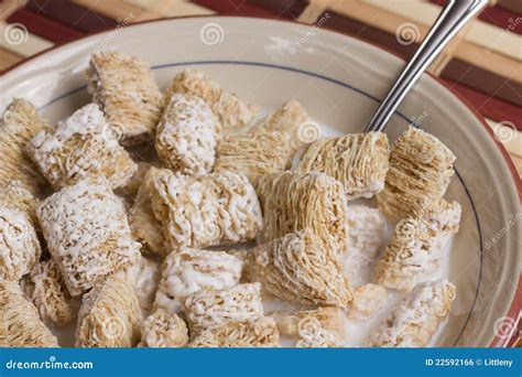 Frosted Wheat Cereal in Bowl Stock Photo - Image of white, morning ...