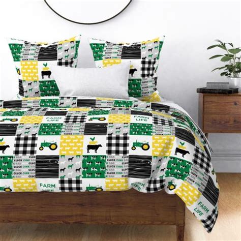 farm life - wholecloth green, custom Fabric | Spoonflower