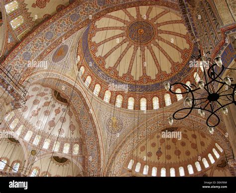 Daytime Interior Dome Blue Mosque Istanbul Turkey Stock Photo - Alamy