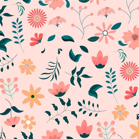 Abstract flat hand draw floral pattern background. Vector. 6644128 ...