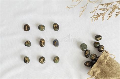 Set of Rune Stones for Divination and Fortune Telling Stock Photo ...