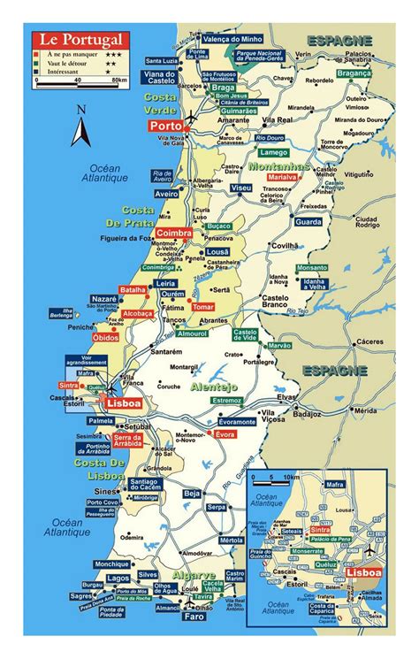 Detailed map of Portugal with roads and other marks | Portugal | Europe ...