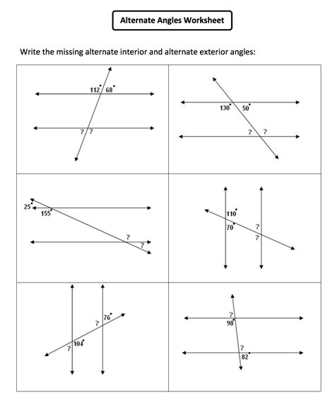 Alternate Interior Angles Theorem Worksheet | Review Home Decor