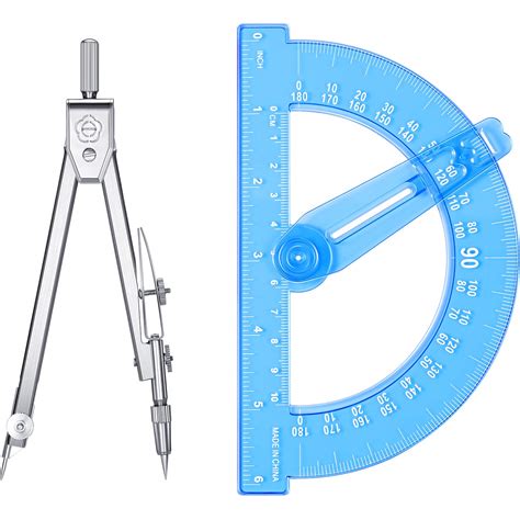 Buy Student Geometry Math Set, Drawing Compass and 6 Inch Blue Swing ...