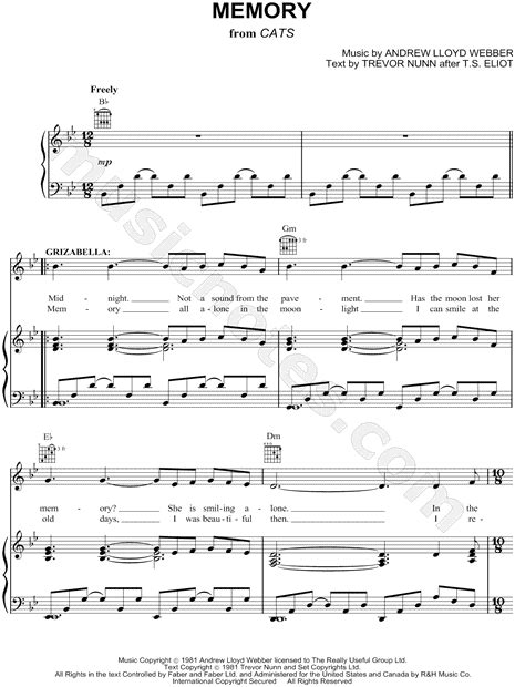 "Memory" from 'Cats' Sheet Music in Bb Major (transposable) - Download ...