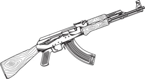 line art guns ak 47 12985765 Vector Art at Vecteezy