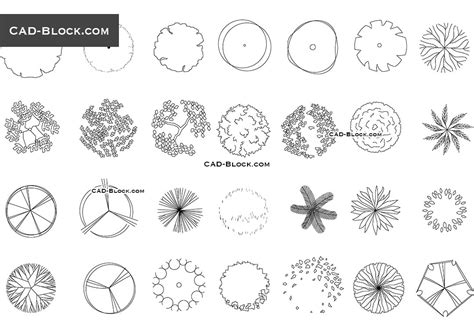 Trees for Landscaping Plan CAD blocks free download, AutoCAD models