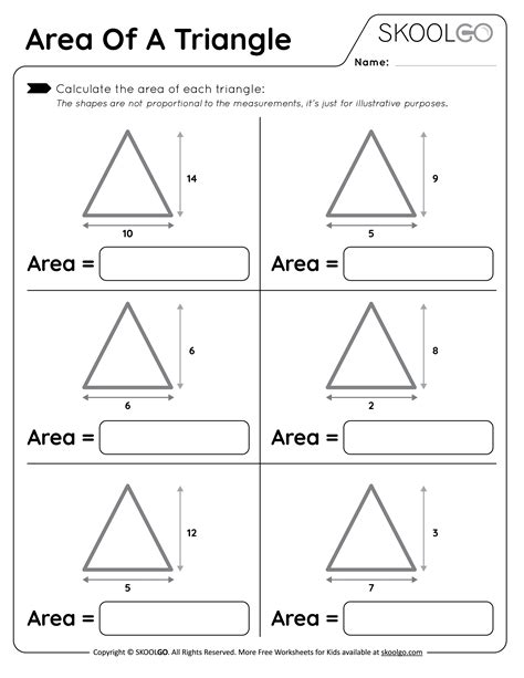 Area of a Triangle - Free worksheet for kids - SKOOLGO