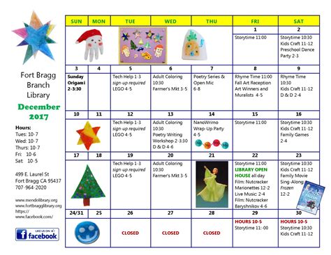 CALENDAR-DECEMBER2017 - Fort Bragg Library