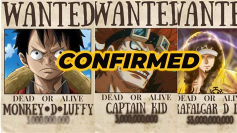 Confirmed Bounty Of Luffy, Law, And Kid After Wano Arc Leaked!