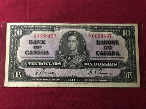 1937 Bank Of Canada Ten Dollar Bill 1937 Canadian $10 | #1931431034