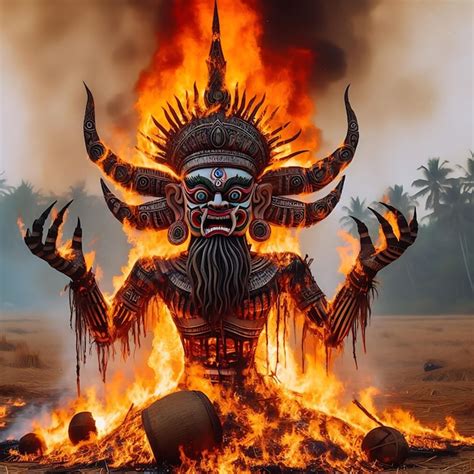 Premium Photo | Happy Dussehra Festival and Ravan Burning Illustration