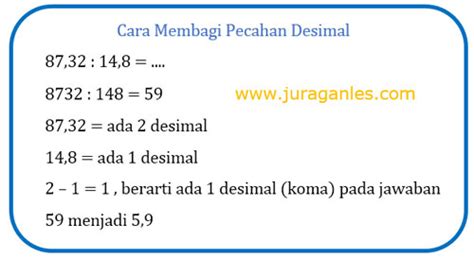 Soal Pembagian Pecahan Desimal Dari Yang Gampang Hingga Yang Sulit ...