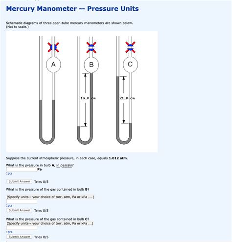 Solved Mercury Manometer -- Pressure Units Schematic | Chegg.com