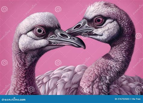 Flamingo Couple in Love on Pink Background Stock Illustration ...