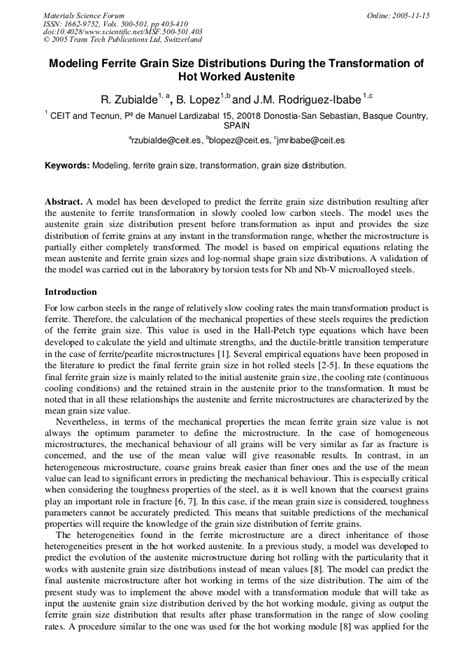 Modeling Ferrite Grain Size Distributions during the Transformation of ...