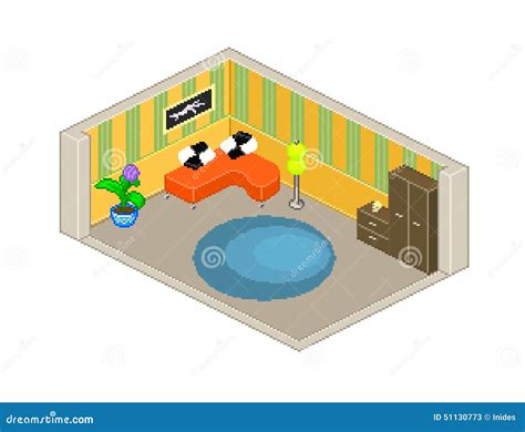 Pixel Style Vector Living Room Stock Vector - Illustration of skull ...