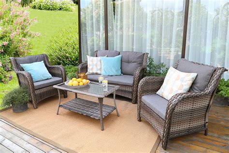 Baner Garden N76 Resin Wicker Outdoor Patio Furniture Set - 4 Piece ...