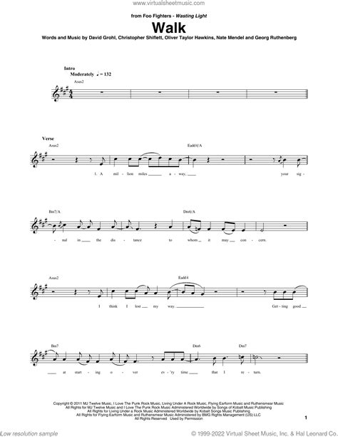 Walk sheet music for bass (tablature) (bass guitar) (PDF)