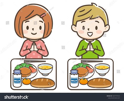 Illustration Kids Eating School Lunch Stock Vector (Royalty Free ...