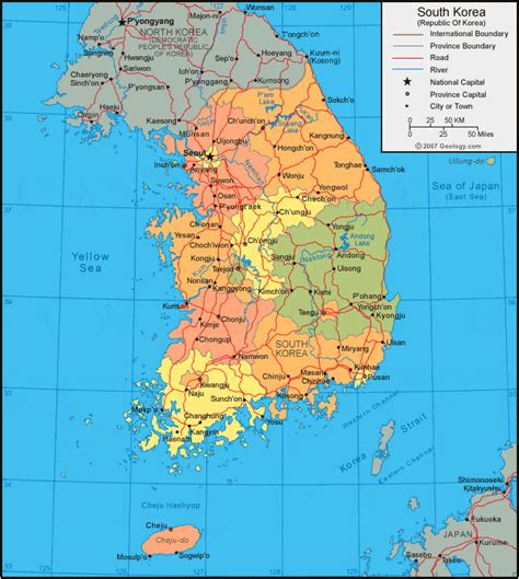 South Korea Map and Satellite Image