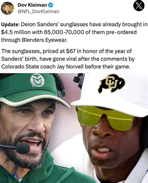 Dov Kleiman @ (X) @NFL DovKleiman Update: Deion Sanders' sunglasses ...