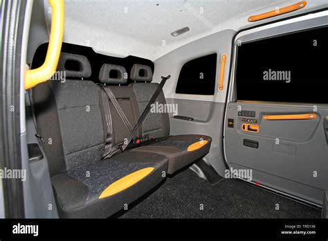 London Taxi Black Cab Passenger Cabin Interior Stock Photo - Alamy