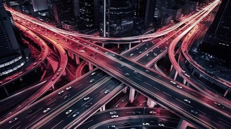 Premium Photo | Aerial view of traffic on massive highway intersection ...