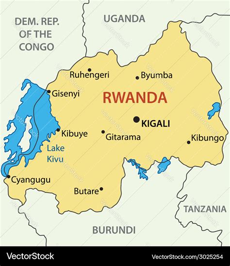 Republic of rwanda - map Royalty Free Vector Image